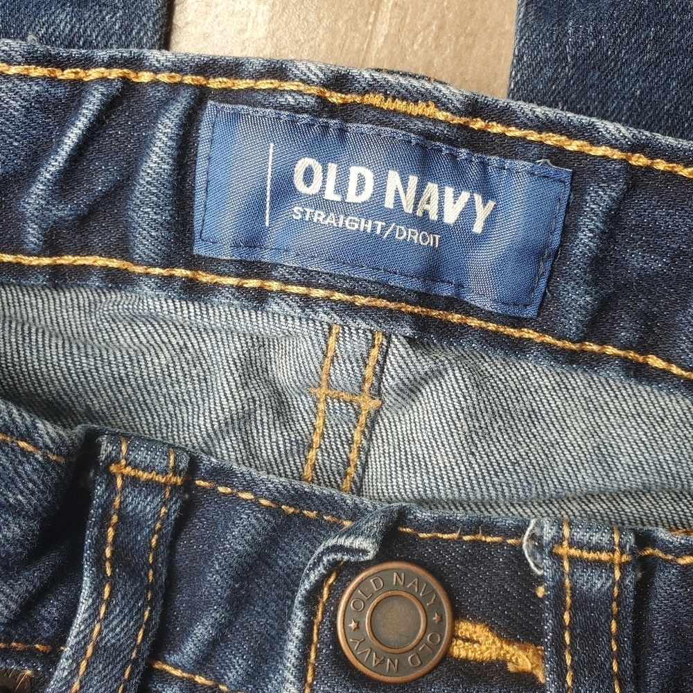 Old Navy Straight Leg Dark Wash Blue Denim Jeans Boys Size 5 Regular NWOT EUC - Picture 3 of 11